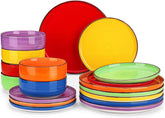 Set de veselă pentru 6 persoane, serviciu de cină din gresie Vancasso Bonita cu 18 piese, set bol și farfurie, serviciu rotund combinat cu 6 farfurii de cină, farfurii de salată și boluri fiecare