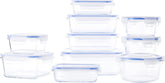 Amazon Basics recipiente de sticlă pentru alimente, cu capac, pachet de 20 (10 recipiente + 10 capace), fără BPA, albastru transparent Cutii depozitare alimente Naty Shop 20 Singur
