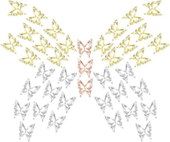 80 de bucăți de pandantive pentru unghii fluture 3D, din aliaj, formă de fluture, auriu, argintiu, strălucitoare, decorațiuni pentru unghii, accesorii pentru bijuterii pentru unghii, manichiură DIY pentru femei