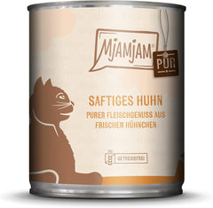 MjAMjAM - Hrană umedă premium pentru pisici - plăcere pură cu carne - pui suculent, pachet de 6 (6 x 800 g), fără cereale cu extra carne