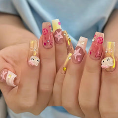 Talisoane 3D pentru unghii cu pisici, sclipici pentru unghii, paiete, talisoane pentru unghii din rășină, pietre prețioase pentru unghii, diamante pentru nail art, inclusiv stick de ceară pentru unghii cu strasuri (pisică colorată)