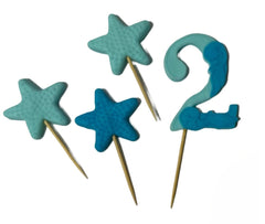 Decoratiune comestibila din zahar, Cifra 2, bleu/albastru Decoratiuni din Pasta de Zahar Nati Shop