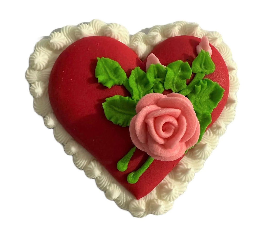 Decoratiune comestibila din zahar, Inima cu trandafir Nati Shop