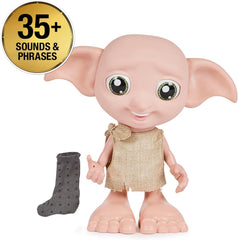 Spin Master 6067280 Wizarding World Harry Potter, interaktive Magical Dobby Elfenpuppe mit Socke, über 30 Geräusche und Sätze, 21,6cm, Spielzeug für Kinder, Black