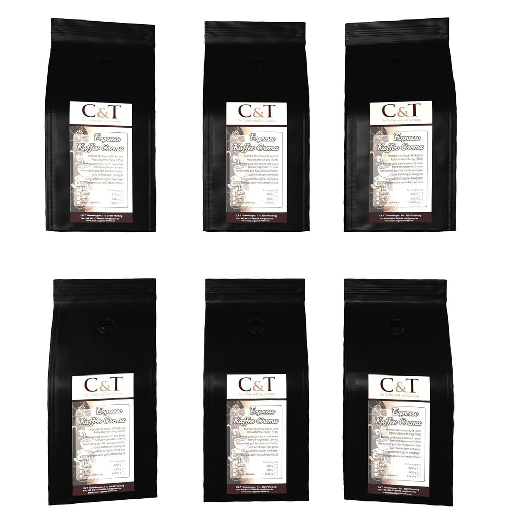Boabe de cafea Espresso / Cafe Crema 6 x 1000g proaspăt prăjite