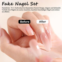 Set unghii false balerină - 240 bucăți unghii false roz liliac delicat, unghii false cu acoperire completă pentru lipire, set vârfuri unghii false pentru manichiură și artă unghii pentru femei și fete (roz lavandă)
