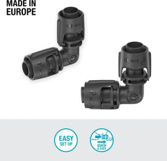 Piesă în L pentru sistemul de irigare Gardena Micro-Drip 13 mm (1/2 inch): Conector pentru țeavă pentru schimbarea direcției țevilor de alimentare de 13 mm, asamblare fără unelte, reutilizabil (13202-20)