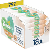 Șervețele umede Pampers Harmony Protect & Care, 18 pachete a câte 44 de șervețele fiecare = 792 de șervețele care ajută la restabilirea echilibrului natural al pH-ului pielii