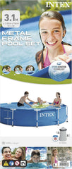 28202UK Piscină de 3 m x 76 cm cu cadru metalic și pompă de filtrare, 4.485 litri, albastră, 305 x 76 cm și prelată rotundă pentru piscină - Prelată pentru piscină - Pentru piscine cu cadru metalic și prismatic, albastră, 3 m