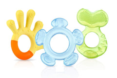 Nuby - Inele de dentiție în 3 etape - 3 inele de dentiție pentru stimularea gingiilor și ameliorarea durerii dentare - Jucărie de dentiție pentru bebeluși - Fără BPA - 3+ luni