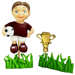 Set 4 decoratiuni comestibile din zahar, Fotbalist Decoratiuni din Pasta de Zahar Naty Shop