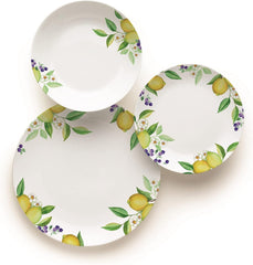 Set de veselă Excelsa Lemon, 18 piese, porțelan, alb/lămâie
