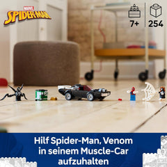 LEGO | Marvel Spider-Man Mech vs. Venom Muscle Car - Auto Spielzeug mit 3 Superhelden Minifiguren - Modellauto mit Shootern - Geschenk für Jungen und Mädchen ab 7 Jahren 76309