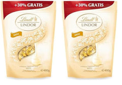 Bile de ciocolată albă Lindor | 400g | Aprox. 30 de bile de ciocolată albă cu umplutură care se topește în gură | Cadou de ciocolată | Cadou de ciocolată (pachet de 2)