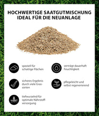 Dehner Saatgut Schattenrasen, Hochwertige Rasensamen Schnell Keimend/Selbstregenerierend, Ideal Für Schattige/Halbschattige Flächen, Fsc-Zertifizierte Verpackung, 1.25 Kg Für Ca. 50 M²