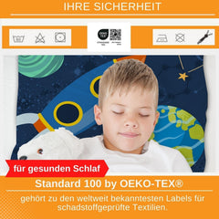 Aminata Kids lenjerie de pat copii, spațiu cosmic, bumbac Lenjerie de pat - copii Naty Shop