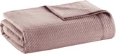 Madison Park 100% bumbac egiptean, respirabil, pătură confortabilă, tricotat premium, sezon de lux, acoperire ușoară pentru pat, canapea și canapea, pat Full/Queensize, Rose Plapumi si pilote Naty Shop Trandafir Full/Queen