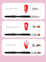 Nail Art Pinsel Set, 10Pcs Nageldesign Malerei Pinsel, Professionelle Nail Art Design Pinsel, Nail Fine Liner Pinsel, Schwarz
