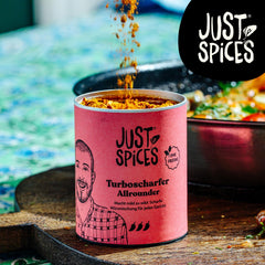 Just Spices Turbo Scharfer Allrounder I Mehr Wumms für jedes Gericht mit dreifach Chili I Gewürzdose, 61 g