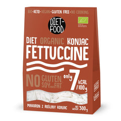 Tăiței Fettuccine Konjac Bio Shirataki Diet-Food - 300g, cu conținut scăzut de carbohidrați, fără zahăr, keto, vegan, cu conținut scăzut de calorii, fără gluten și fără ouă, preparați din făină de Konjac