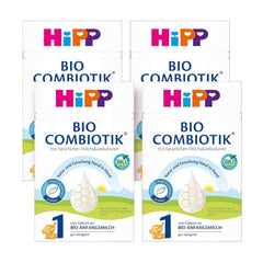 HiPP 1 Organic Combiotik (4 x 600g), formulă de lapte praf pentru sugari de la naștere, cu culturi naturale de acid lactic și amidon organic ușor de tratat, de cea mai bună calitate organică