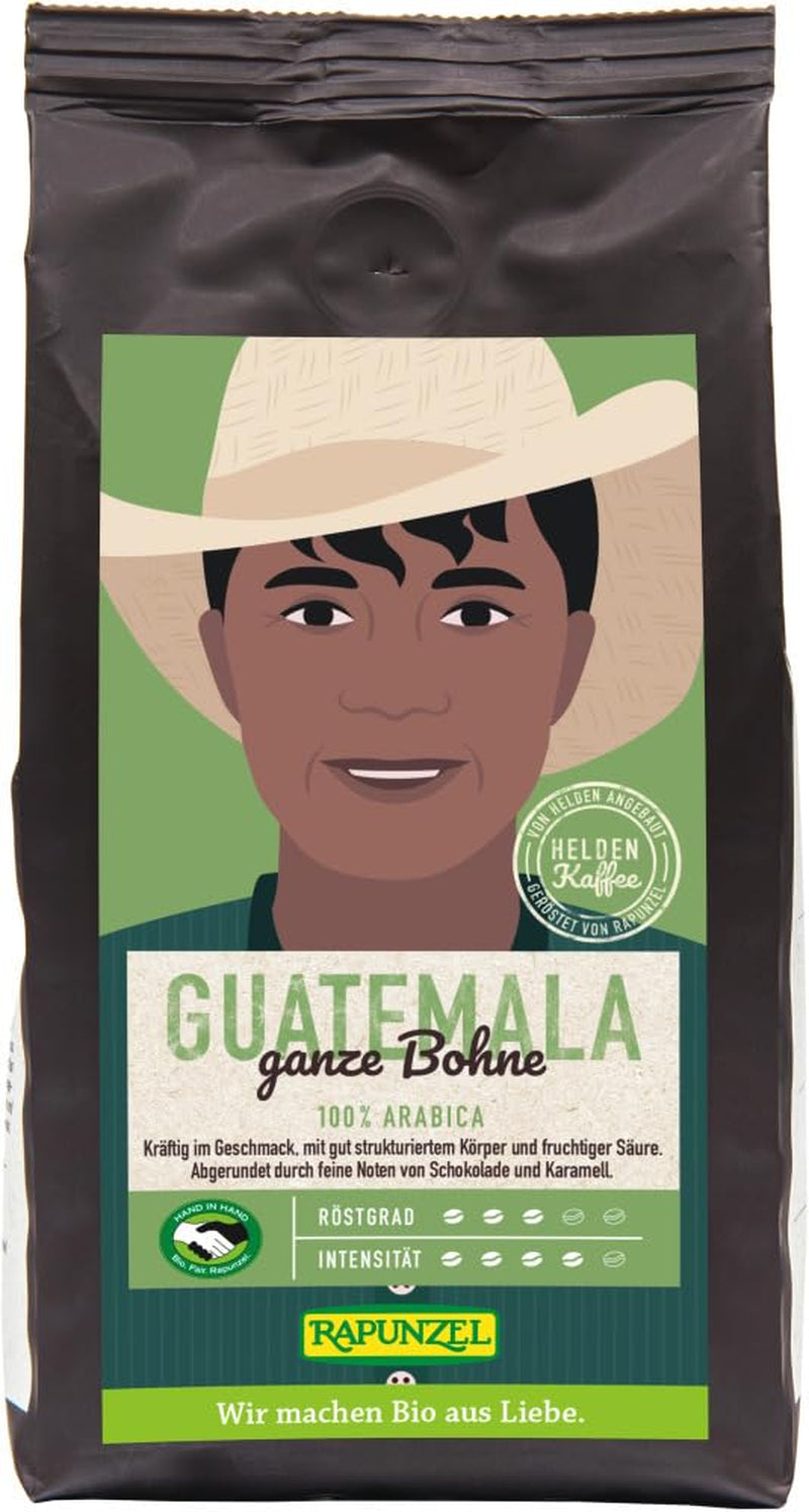Rapunzel Cafea Organică Hero Guatemala, boabe întregi HIH (6 x 250g)