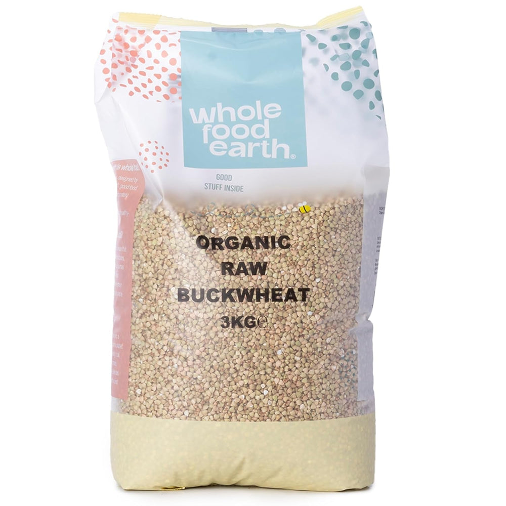 Hrișcă organică Wholefood Earth – 3 kg – fără OMG – vegană – bogată în fibre – certificată organic