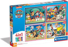 Clementoni - 21513 - Supercolor Puzzle 4 in 1 - Paw Patrol - Puzzle 12,16,20,24 piese de la 3 ani, Puzzle colorat pentru copii cu luminozitate specială și intensitate a culorilor, Joc de îndemânare pentru copii Puzzle Naty Shop Titlu implicit