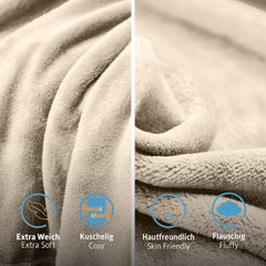 Komfortec pătură pufoasă, pătură confortabilă, pătură fleece, certificată Oeko-Tex, super moale, 150X200 Cm, 260 G/M², bej Paturi si Cuverturi Besuche den Komfortec-Store