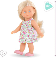 Les Trendies Corolline Rosy Miniwelt Set, Vollvinylpuppe mit langem Haar, Bürste, extra Outfit in Geschenkbox, 4 Teile, Vanilleduft, 20cm, ab 3 Jahren