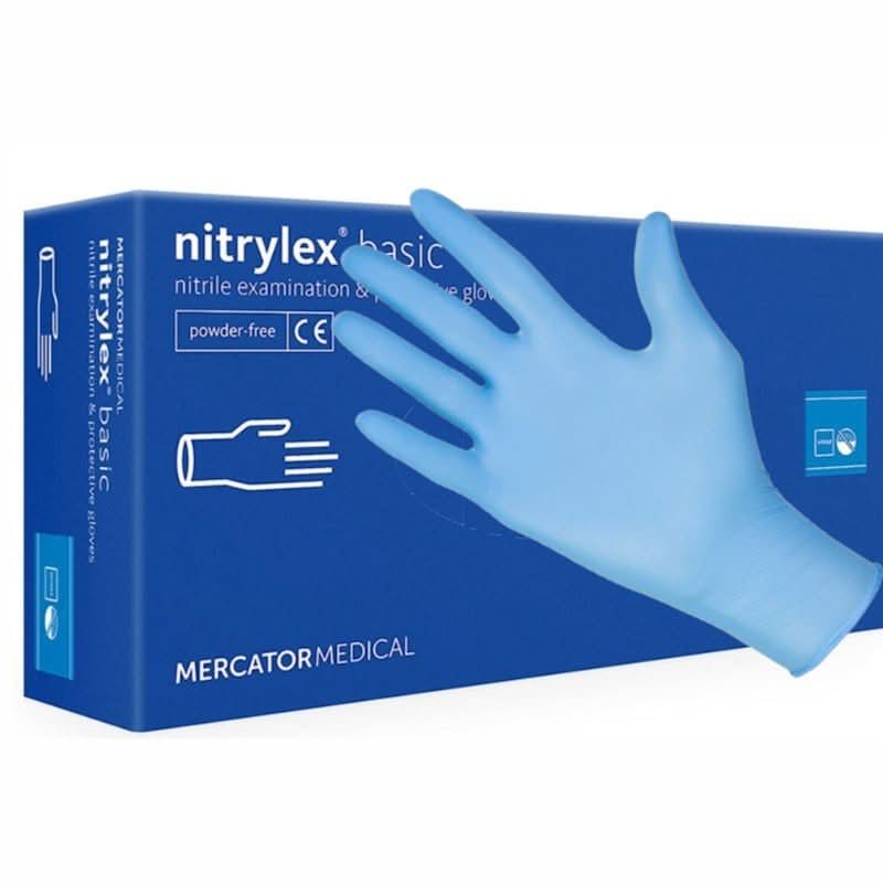 Manusi nitril nepudrate albastre Nitrylex 100buc, marimea S Nati Shop