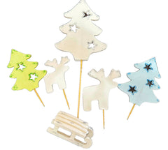 Set 6 decoratiuni comestibile din zahar, Iarna Decoratiuni din Pasta de Zahar Nati Shop