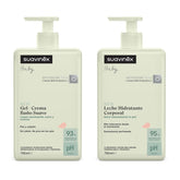 Suavinex, Syndet șampon pentru copii pentru piele și păr, fără săpun, 750 ml + loțiune hidratantă pentru corp, 750 ml, potrivit pentru pielea sensibilă și nou-născut, cu 90%-93% ingrediente naturale. Copii - Baie si Skincare Naty Shop Titlu implicit