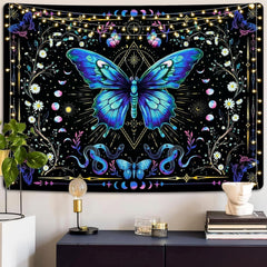 Tapiserie alishomtll fluture faza lunii florale daisy negru Casa - Accesorii si Decoratiuni Naty Shop