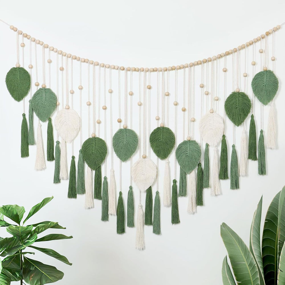 Tapiserie dremisland mare bej frunze verzi ciucure Casa - Accesorii si Decoratiuni Naty Shop Salutări