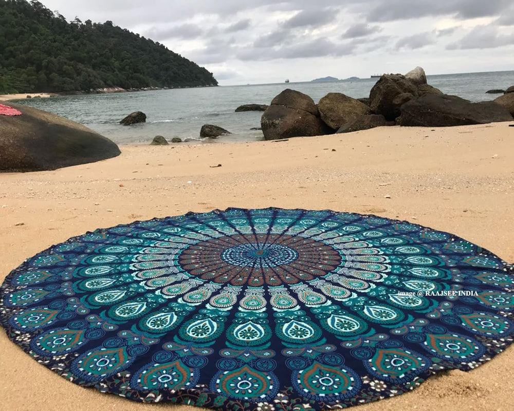 Tapiserie india prosop plaja rotund mandala hippielarge indian Casa - Accesorii si Decoratiuni Naty Shop Default Title