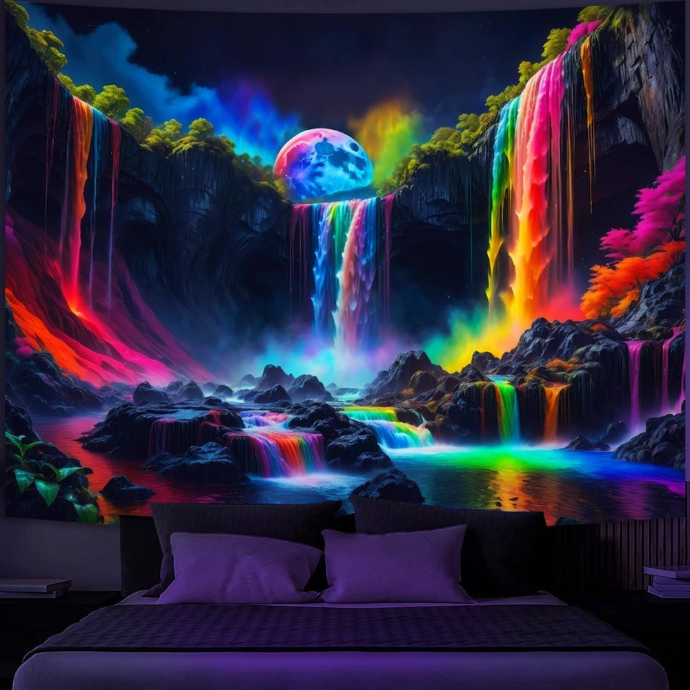Tapiserie tapiterie cascada planetara fantezie lumina neagra Casa - Accesorii si Decoratiuni Naty Shop 150L X 130B Cm