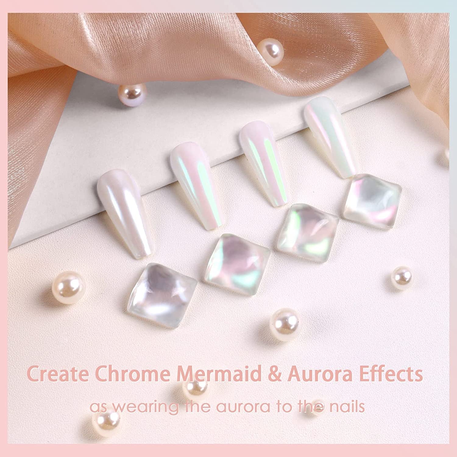 Chrom Nagel Pulver 4 Farben Irisierendes Aurora Pulver Metallic Spiegel Effekt Pigment Pearlescent Meerjungfrau Glitter Einhorn Glitter Für Gel Polish Nail Art Dekoration-Purpurgrüner Jadeit