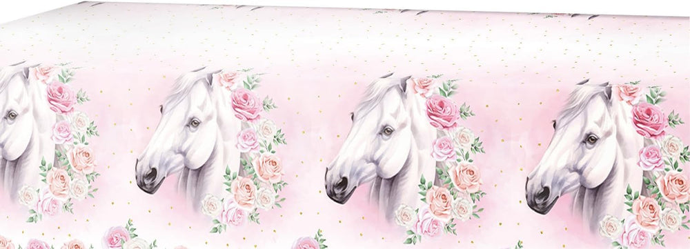 Set de petrecere cu 51 de piese, farfurii de hârtie cu cai roz, pahare, șervețele, pentru copii, fete, băieți, decorațiune de masă cu cai pentru ziua de naștere