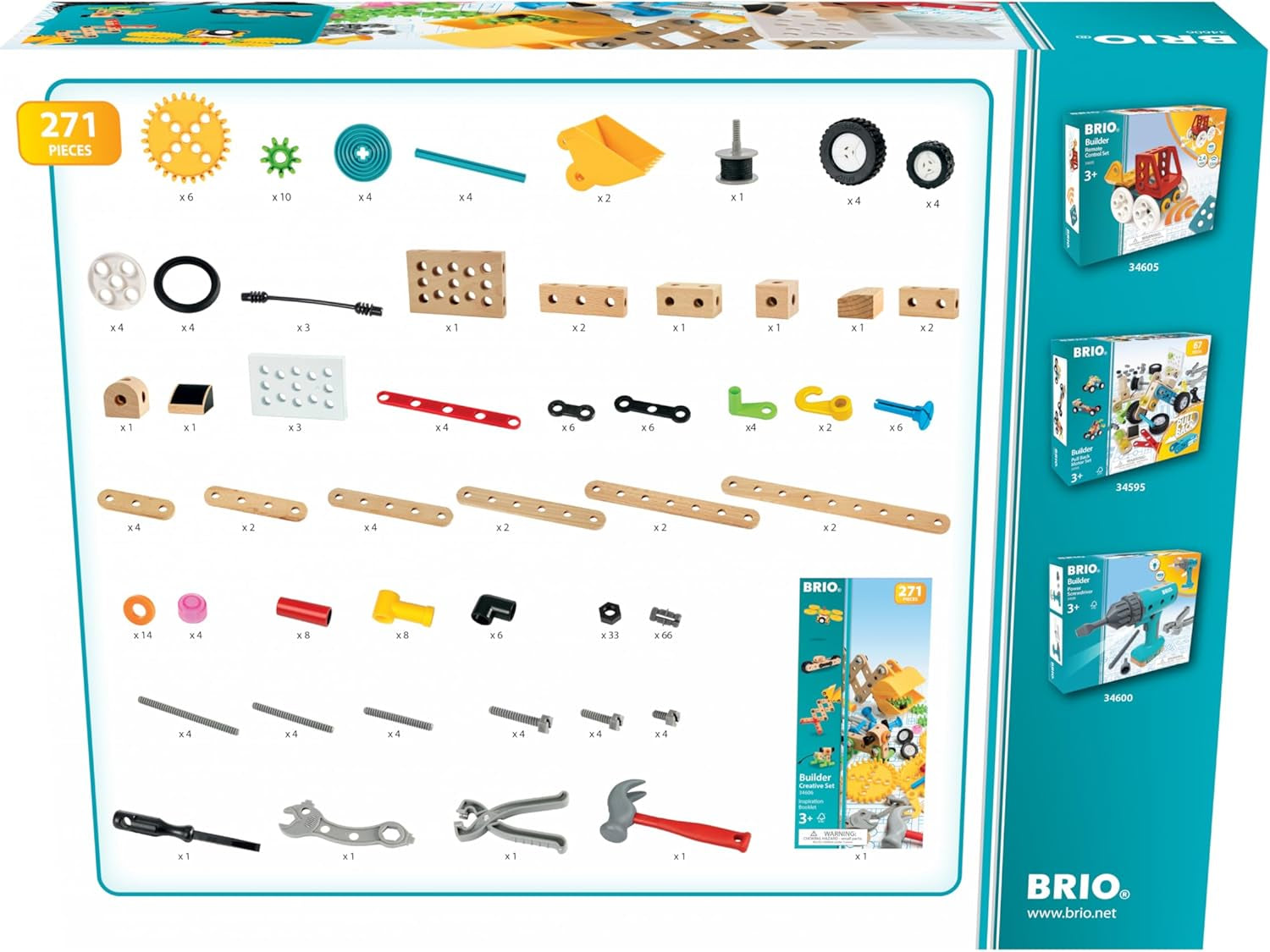 BRIO Builder - 34606 Builder Kindergartenset, 271 TLG. | 271-teiliges Lern- und Konstruktionsspielzeug für Kinder ab 3 Jahren
