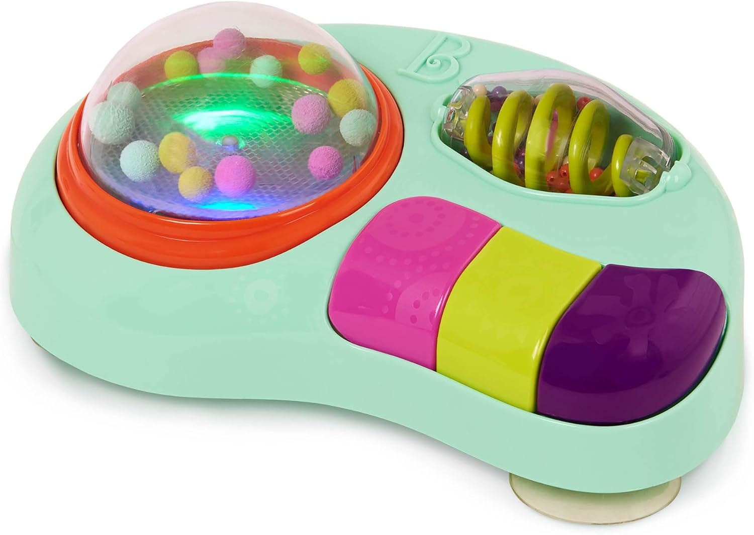 B. toys - Jucărie pentru copii pentru scaun înalt - Jucărie cu ventuză cu muzică, lumini, sunete - Jucărie senzorială - Jucărie pentru copii cu activitate motorie - de la 6 luni - Whirly Pop Jucarii Bebe Naty Shop Jucărie educativă cu ventuze