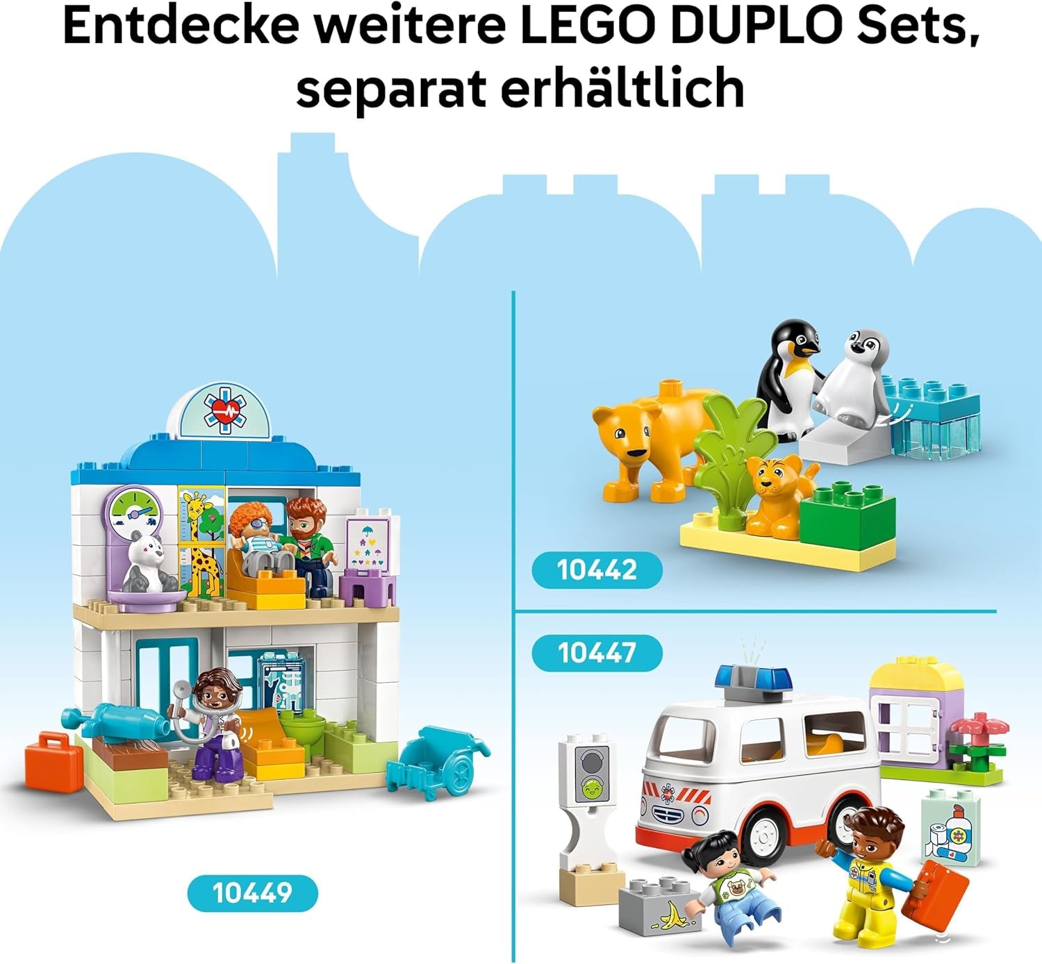 LEGO DUPLO Town Wildtier-Familien 3-in-1 Set - Lernspielzeug für Kleinkinder mit Tierfiguren - Montessori Spielzeug ab 2 Jahren mit Schildkröte, Tiger, Elefant, Hirsch & Panda Figuren - Geschenk 10446