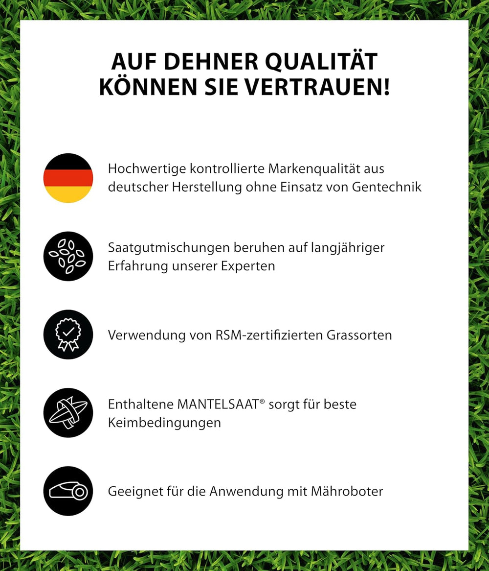 Dehner Saatgut Rasen-Nachsaat, Trockenrasen, Hochwertige Saatgutmischung, Raschwüchsig/Schnellkeimend, 300 G, Für Ca. 25 M², Natur