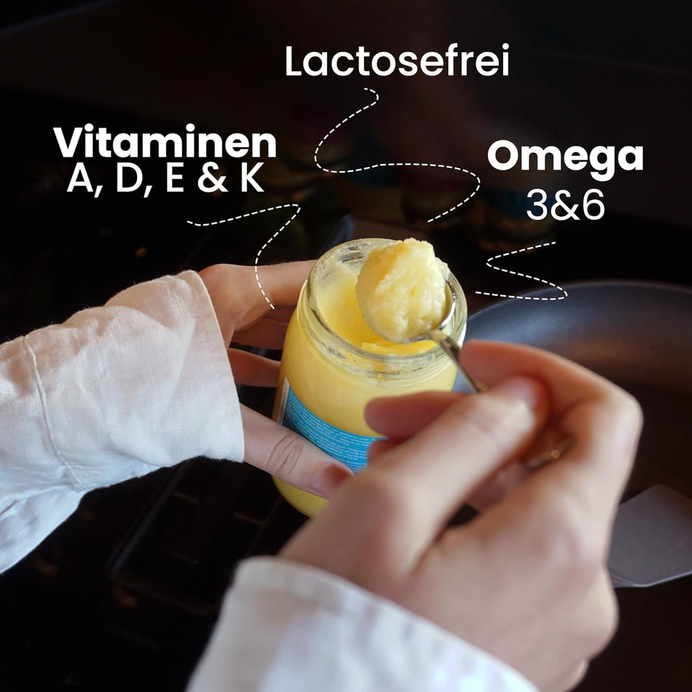 Ghee Easy 850g Ghee Bio von Grasgefütterten Kühen - Ghee Butter ohne Zusatzstoffe - Zertifiziert Organisch & Biologisch - Hochreines Ayurveda Ghee ohne Laktose und Gluten - 100% Europäisch