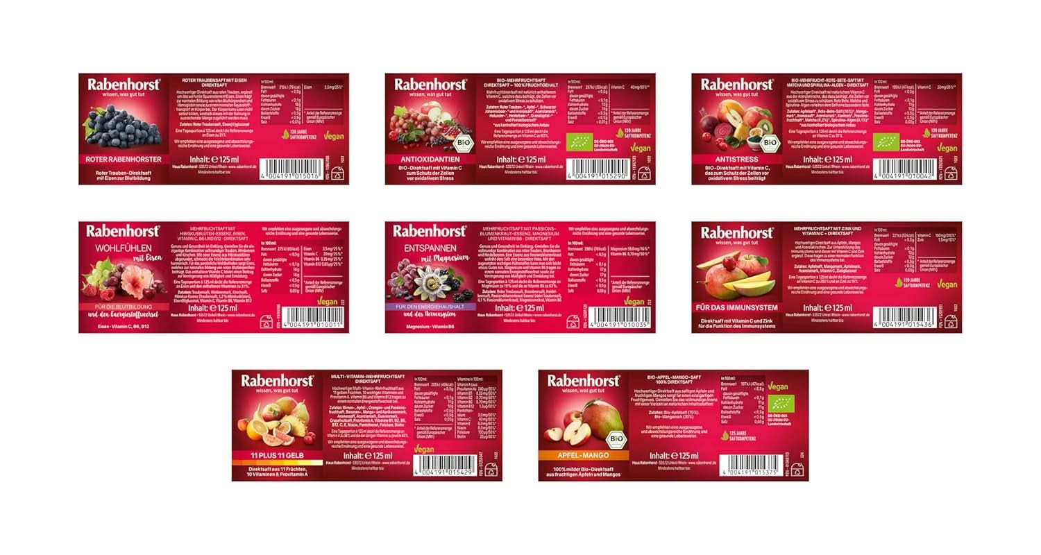 Rabenhorst pachet de degustare mini, 8 soiuri ori 3 sticle (24 X 125 ml) Bauturi fara alcool Naty Shop
