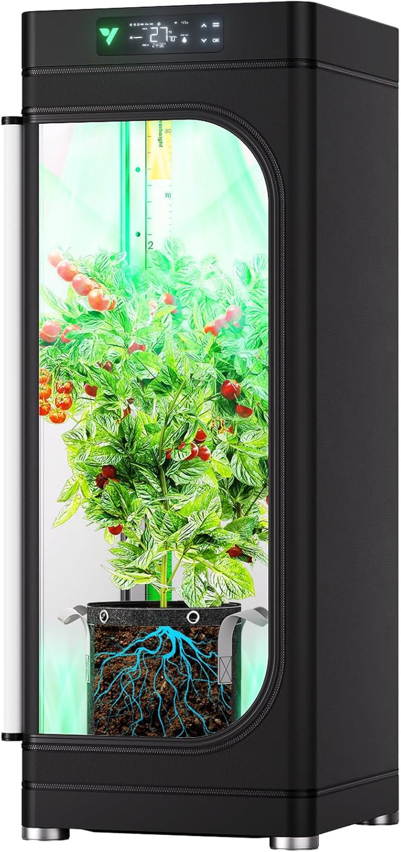 Cutie de creștere inteligentă VGrow All-in-One, sistem profesional cu lampă de creștere Samsung LM301H EVO, sistem avansat de circulație și ventilație, irigare, alimentare cu nutrienți pentru hidroponie de interior