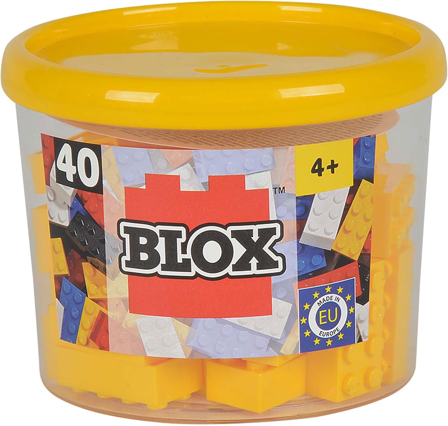 Simba 104118875 - Blox, 40 rote Klemmbausteine für Kinder ab 3 Jahren, 8er Steine, inklusive Dose, hohe Qualität, vollkompatibel mit vielen Anderen Herstellern