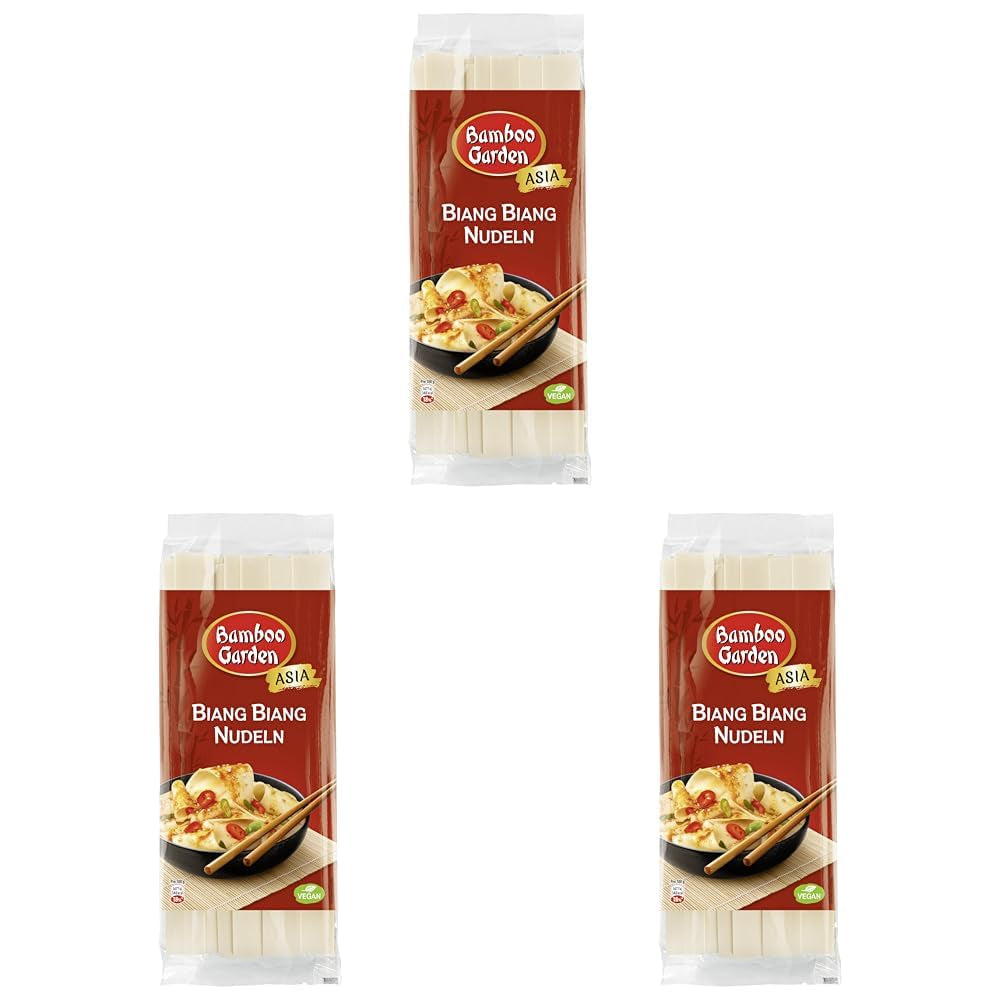 Bamboo Garden - Tăiței Biang Biang | Tăiței chinezești extra-lați | Ideali pentru sosuri picante | Rapid de preparat | Pungă de 300g