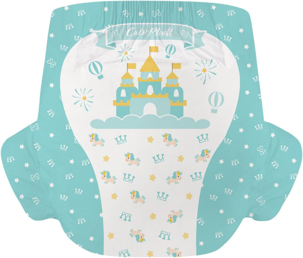 Scutece pentru adulți CutiePlusU, pachet de 2, chiloți de incontinență de unică folosință cu clapete pentru femei și bărbați, absorbție maximă peste noapte - Little Prince (mediu 71-96 cm)