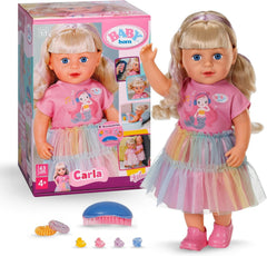 BABY born Carla - 43 cm große Puppe - Hochwertiges Blondes Haar mit Strähnen - Benötigt Keine Batterien - Geeignet für Kinder ab 4 Jahren - Inkl. 7 Accessoires